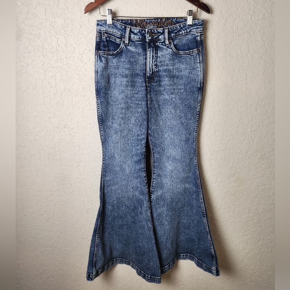 Wrangler Retro High Rise Flare Denim Jeans Medium Wash Size 28/32